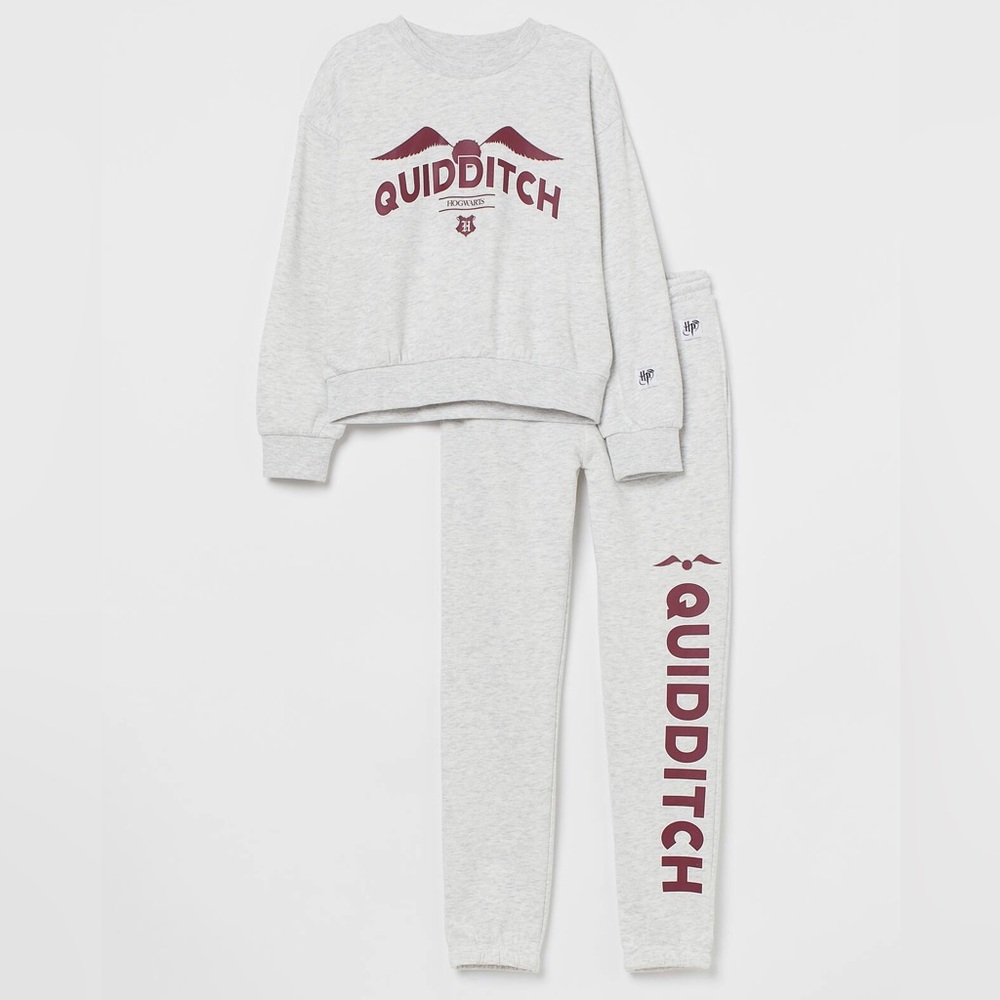 H&M Harry Potter Quidditch kids unisex gray sweatshirt and sweats outfit 8/9